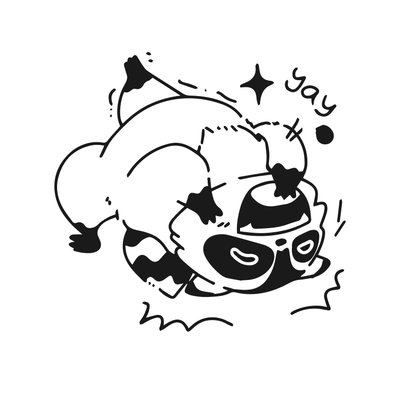 Happy raccoon cheering